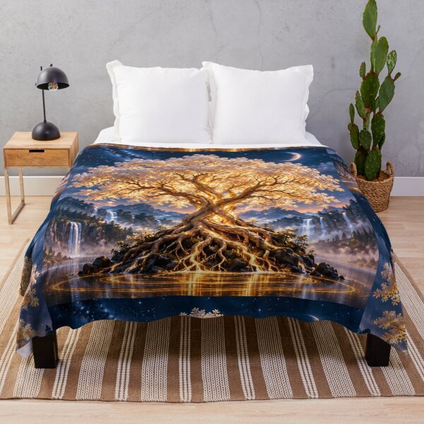 Item preview, Celestial Golden Tree of Life – Enchanted Fantasy Landscape designed and sold by CheersTOGETHER.