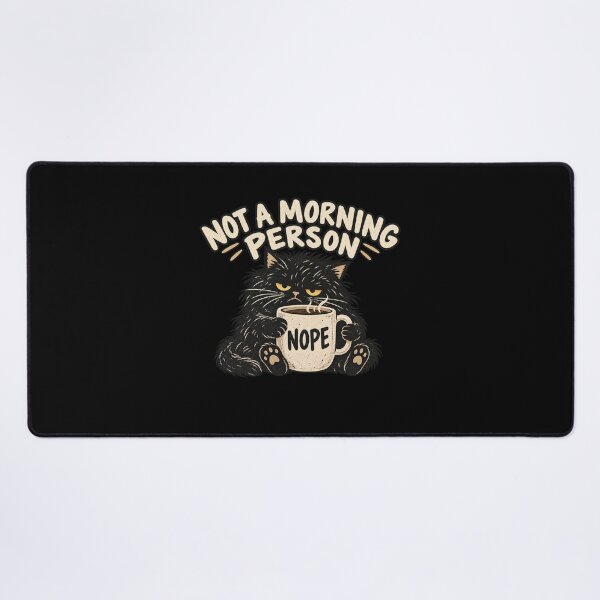 Item preview, Grumpy Black Cat Coffee Morning Humor designed and sold by AMICO77.