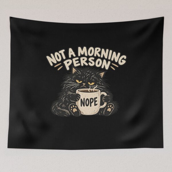 Item preview, Grumpy Black Cat Coffee Morning Humor designed and sold by AMICO77.