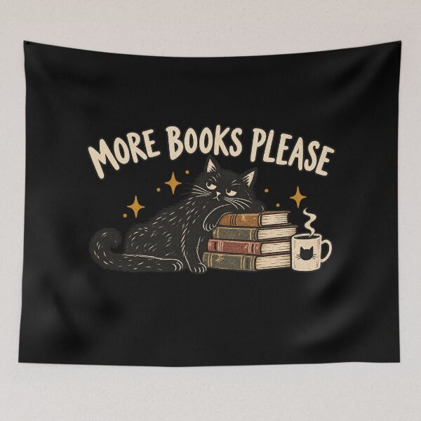 Item preview, Black Cat Books and Coffee Reading Illustration designed and sold by AMICO77.