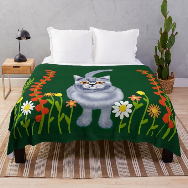 Item preview, Whimsical Cat in a Flower Garden designed and sold by Elaine M Hayward .