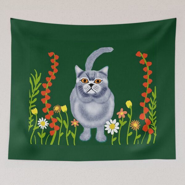 Item preview, Whimsical Cat in a Flower Garden designed and sold by Elaine M Hayward .