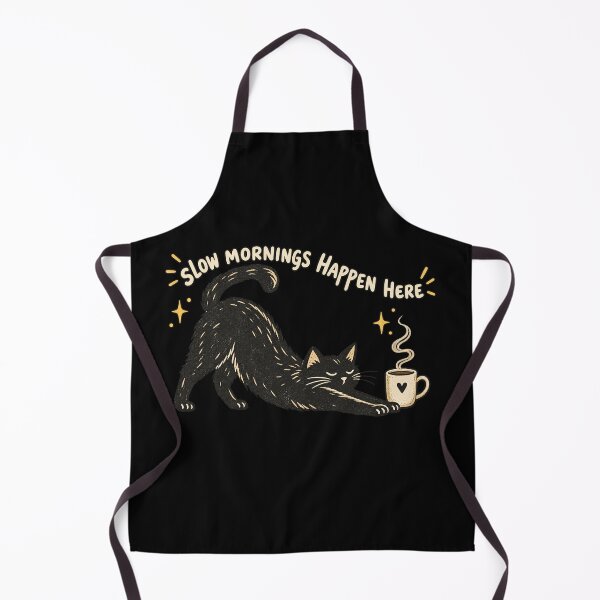 Item preview, Slow Morning Stretching Black Cat and Coffee designed and sold by AMICO77.