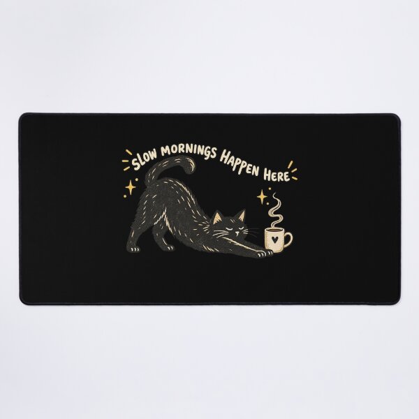 Item preview, Slow Morning Stretching Black Cat and Coffee designed and sold by AMICO77.