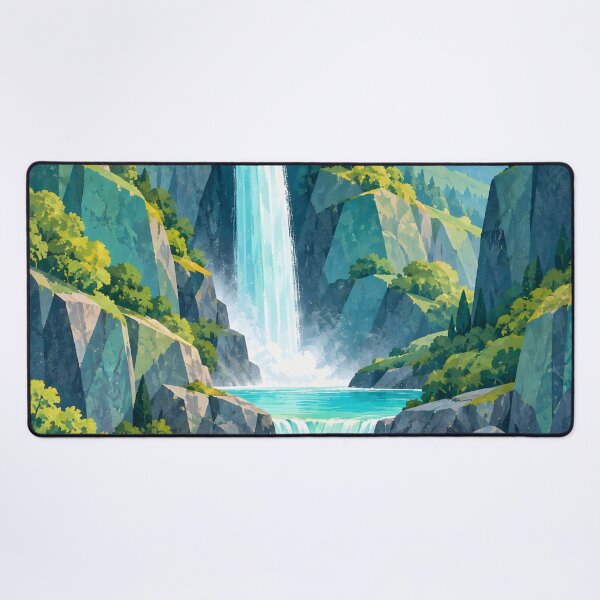 Item preview, Bright Geometric Waterfall Valley with Wildflowers designed and sold by Jaani-T.