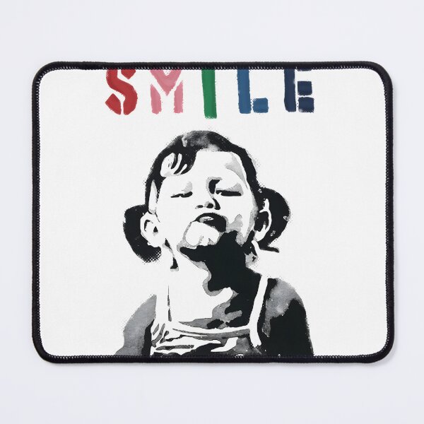 Item preview, Banksy Inspired Graffiti Quote 'Smile' with Girl Not Smiling - Girl Power Resistance Art designed and sold by richard143.
