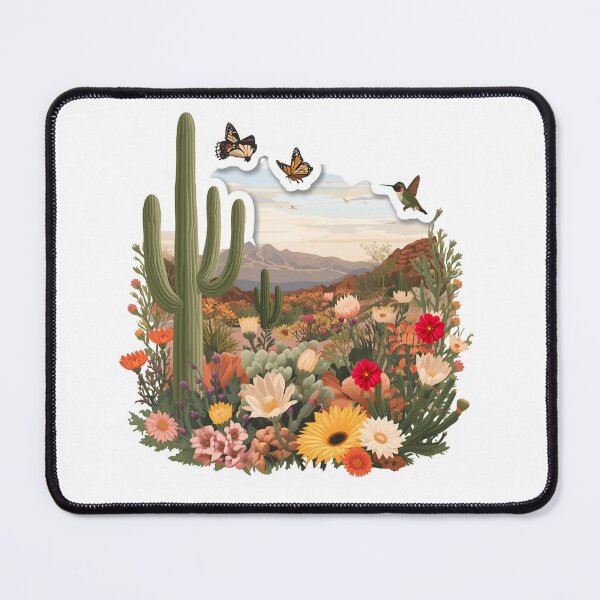 Item preview, Desert Wildflowers and Saguaro Cactus Southwestern Landscape designed and sold by Pandey14.