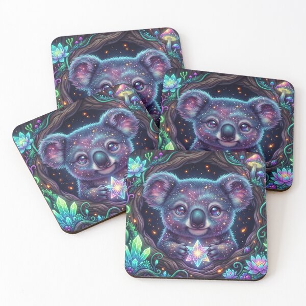 Item preview, Cute Cosmic Koala Holding Glowing Crystal Star designed and sold by OlesiaCraft.