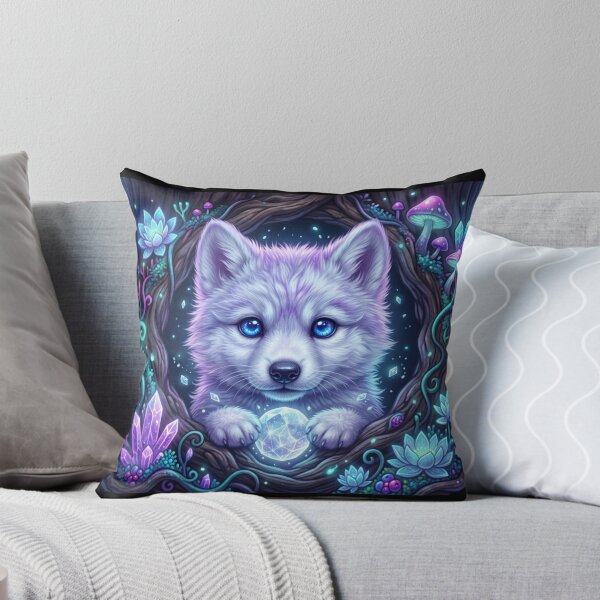 Item preview, Cute Fantasy Ice Wolf Holding Crystalline Moon designed and sold by OlesiaCraft.