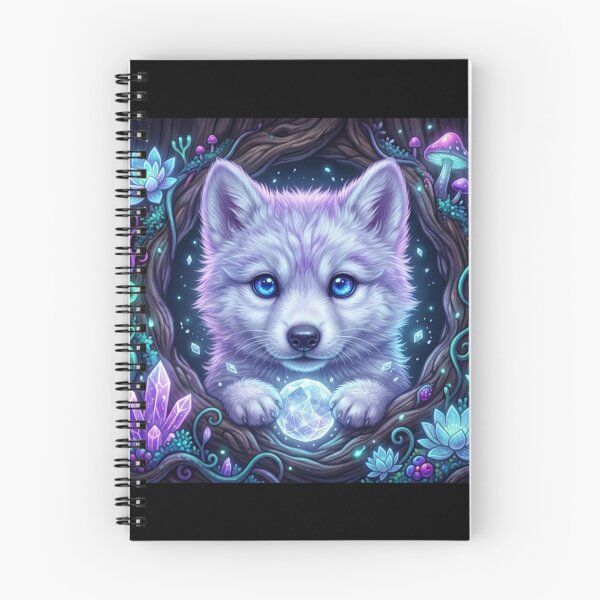 Item preview, Cute Fantasy Ice Wolf Holding Crystalline Moon designed and sold by OlesiaCraft.