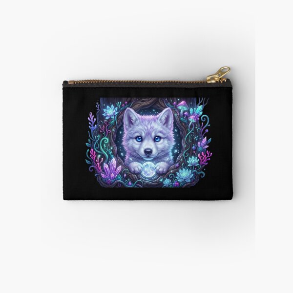 Item preview, Cute Fantasy Ice Wolf Holding Crystalline Moon designed and sold by OlesiaCraft.