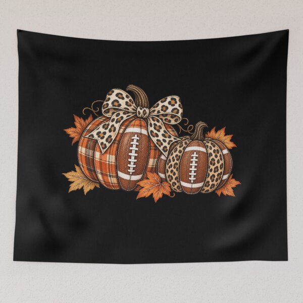 Item preview, Plaid and Leopard Football Pumpkins Fall Art designed and sold by AMICO77.