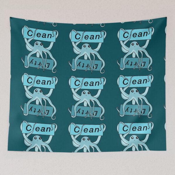 Item preview, Blue Clean and Dirty Octopus Labels designed and sold by Leapingdoe.