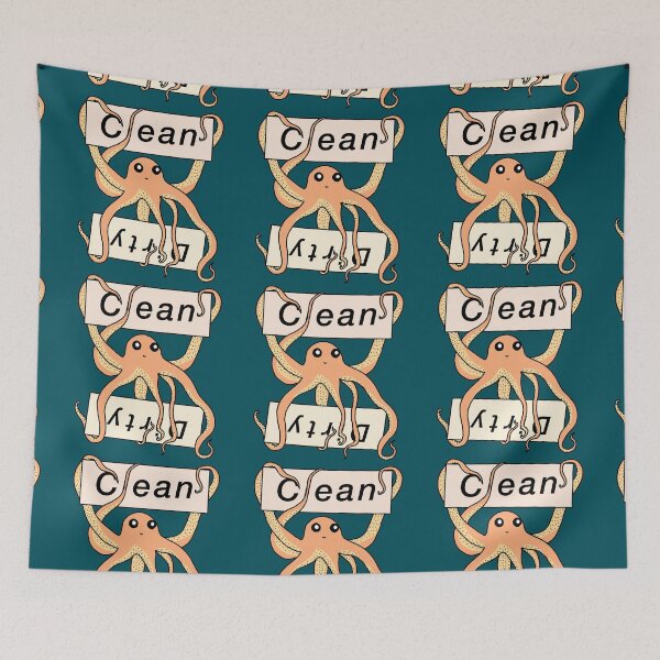 Item preview, Orange Clean and Dirty Octopus Labels designed and sold by Leapingdoe.