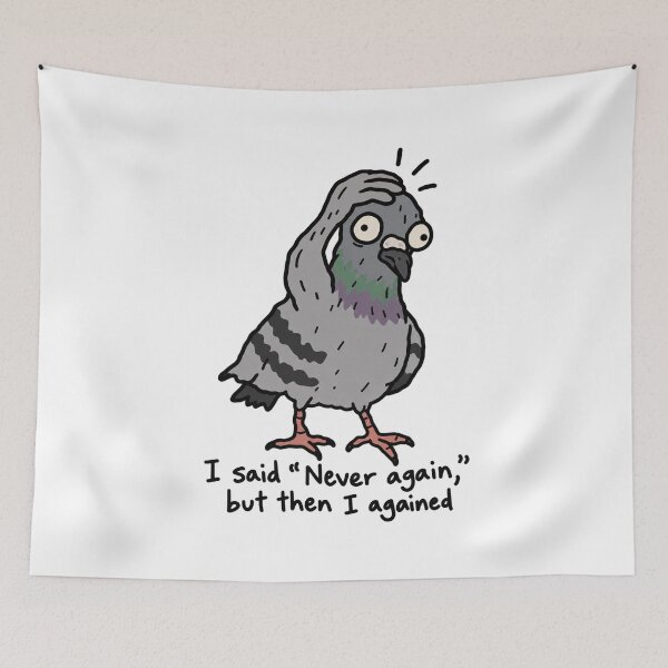 Item preview, Overthinking Pigeon Funny Nervous Bird Doodle designed and sold by MonkiFlipp.