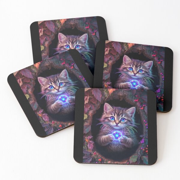 Item preview, Cute Fantasy Kitten Holding Glowing Magic Orb designed and sold by OlesiaCraft.