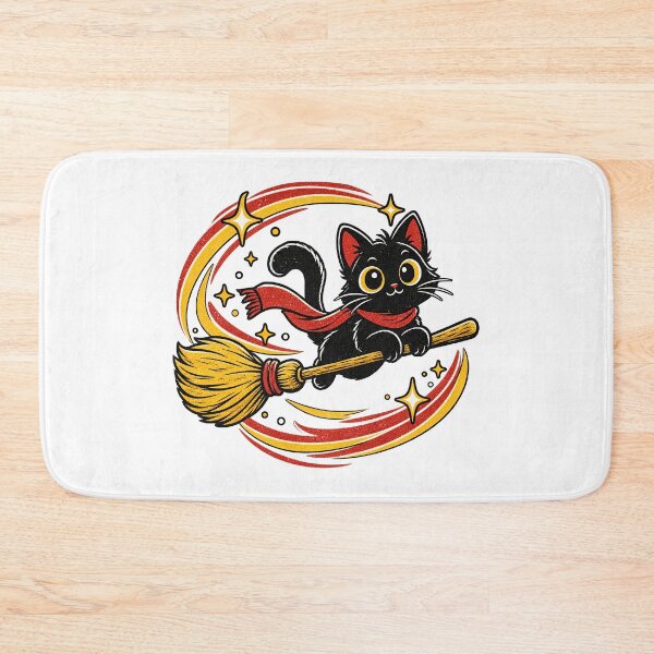 Item preview, Halloween Black Cat Flying Fast on a Broomstick designed and sold by StudioSand.