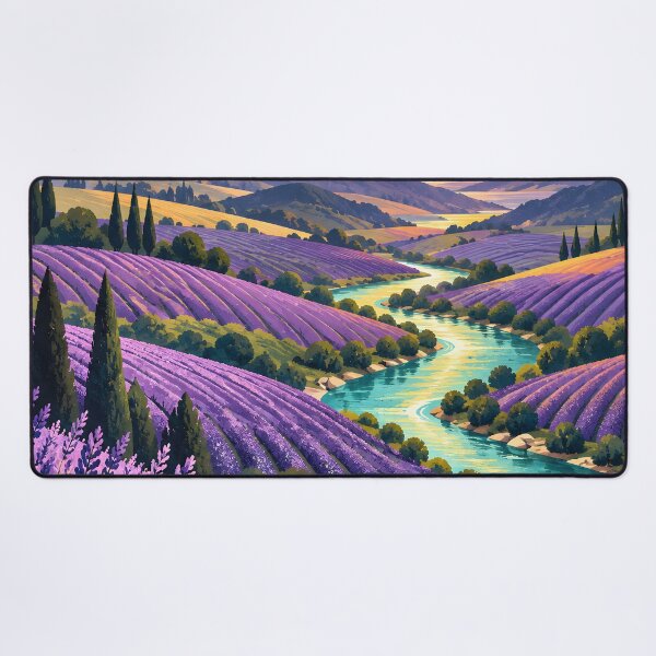 Item preview, Bright Lavender Valley Sunrise – Geometric River Landscape designed and sold by Jaani-T.