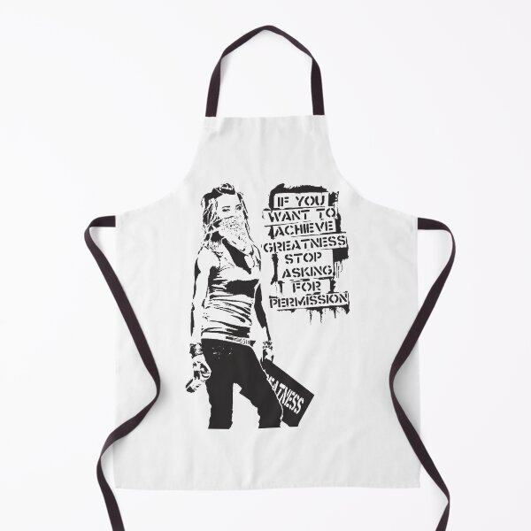 Item preview, Inspirational Banksy Quote Graffiti Art - Achieve Greatness Without Permission Black and White Design designed and sold by richard143.