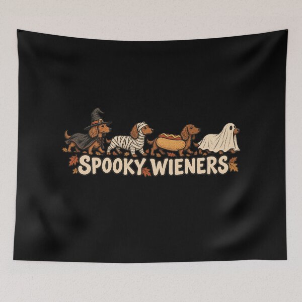 Aperçu de l'œuvre Spooky Wieners Halloween Dachshund Lineup créée et vendue par AMICO77.