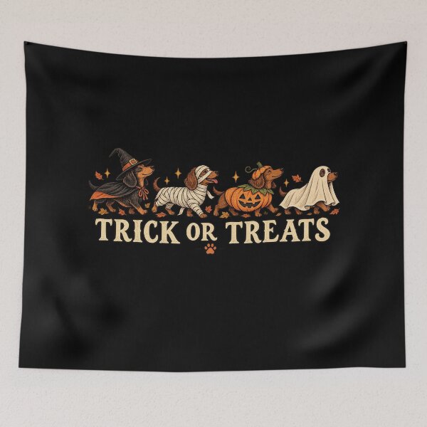 Item preview, Trick or Treats Dachshund Halloween Parade designed and sold by AMICO77.