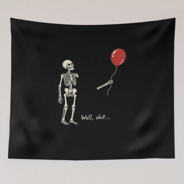Item preview, Skeleton and Red Balloon Dark Humor designed and sold by AMICO77.