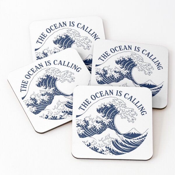 Item preview, The Ocean Is Calling Japanese Woodblock Wave Art Print Tee Sticker Surfer Gift designed and sold by sharifex.