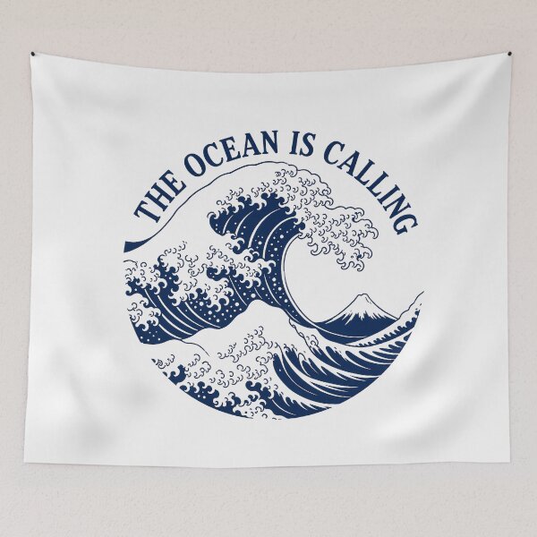 Item preview, The Ocean Is Calling Japanese Woodblock Wave Art Print Tee Sticker Surfer Gift designed and sold by sharifex.