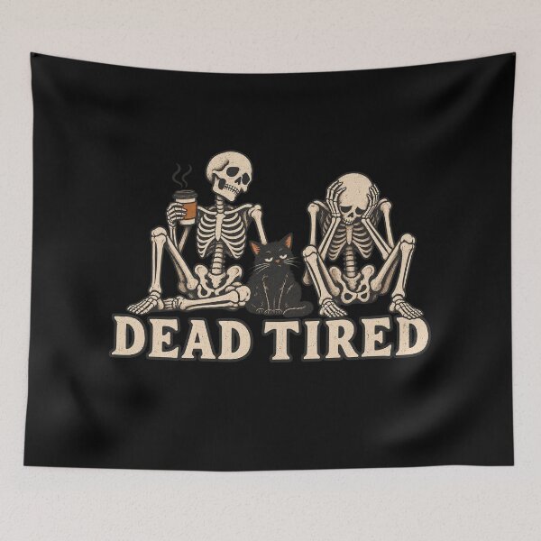 Item preview, Dead Tired Skeleton Friends and Black Cat designed and sold by AMICO77.