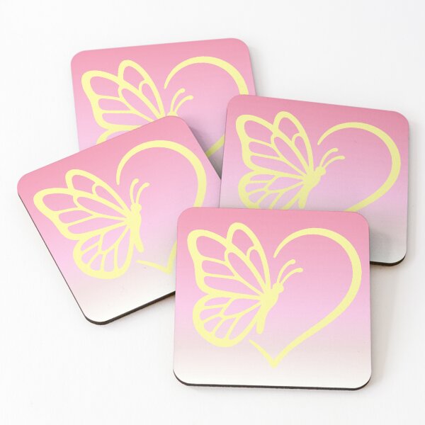Item preview, Yellow Heart Butterfly Aesthetic - Coquette Design Tender Pastel Pink designed and sold by AstronautMerch.