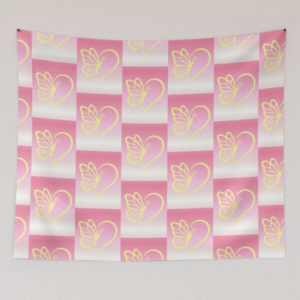 Item preview, Yellow Heart Butterfly Aesthetic - Coquette Design Tender Pastel Pink designed and sold by AstronautMerch.