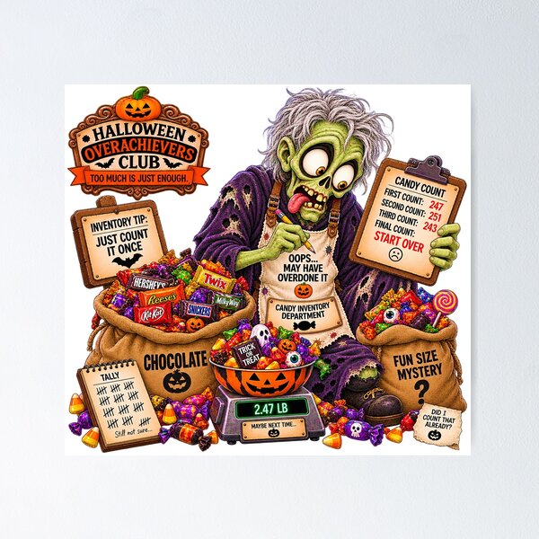 Item preview, ⚡HALLOWEEN OVERACHIEVERS CLUB -  Goolie Ghoul Candy Inventory Department designed and sold by WheelieGdArt.