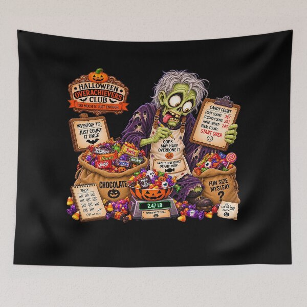 Item preview, ⚡HALLOWEEN OVERACHIEVERS CLUB -  Goolie Ghoul Candy Inventory Department - dark version designed and sold by WheelieGdArt.