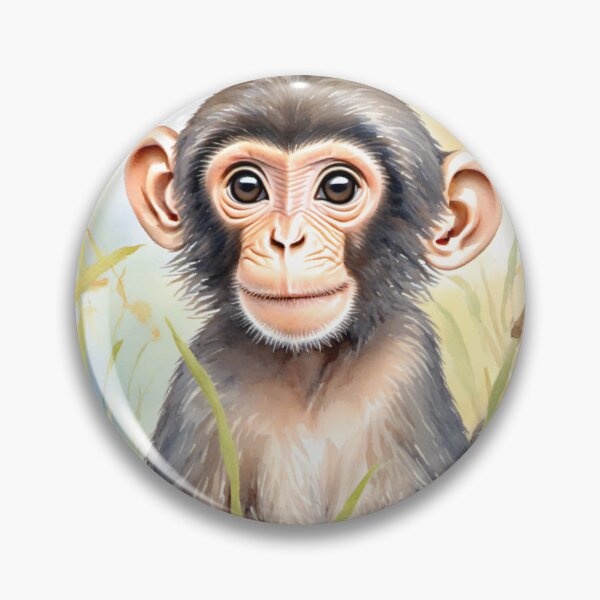 Item preview, Cute Watercolor Baby Chimpanzee in Meadow Grass designed and sold by Hackl20.
