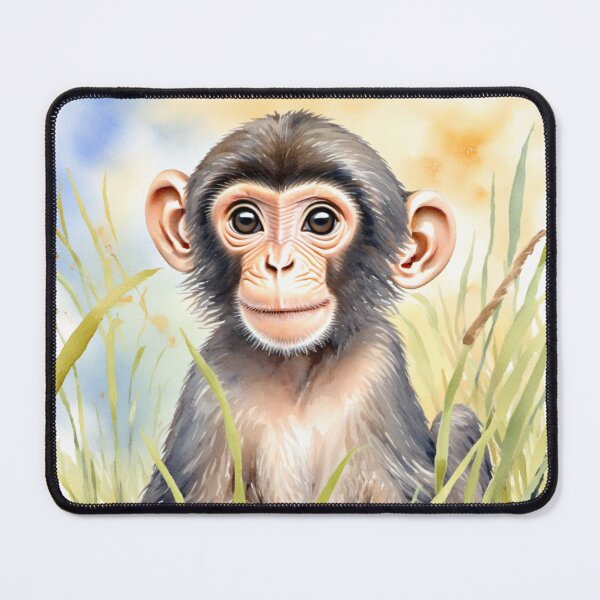 Item preview, Cute Watercolor Baby Chimpanzee in Meadow Grass designed and sold by Hackl20.