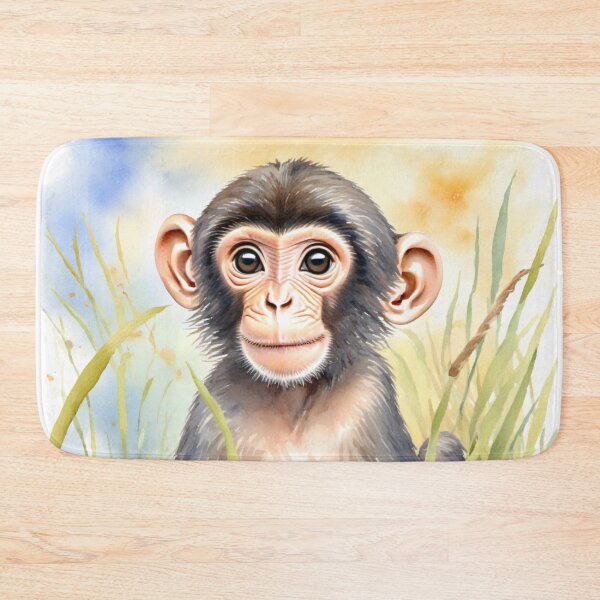 Item preview, Cute Watercolor Baby Chimpanzee in Meadow Grass designed and sold by Hackl20.