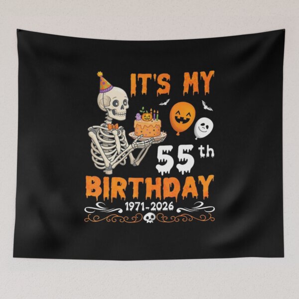 Item preview, Its My 55Th Birthday 1971 2026 Skeleton With Halloween Cake designed and sold by alvablakefg.