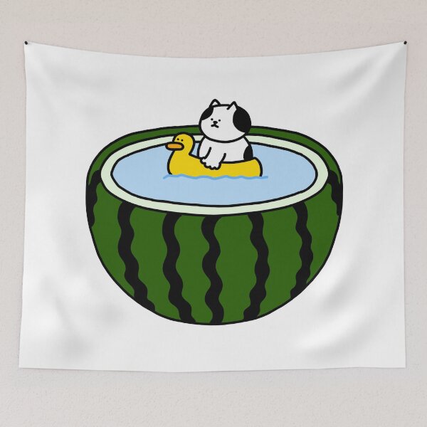 Item preview, a Cat in a watermelon pool designed and sold by superbaechoo.