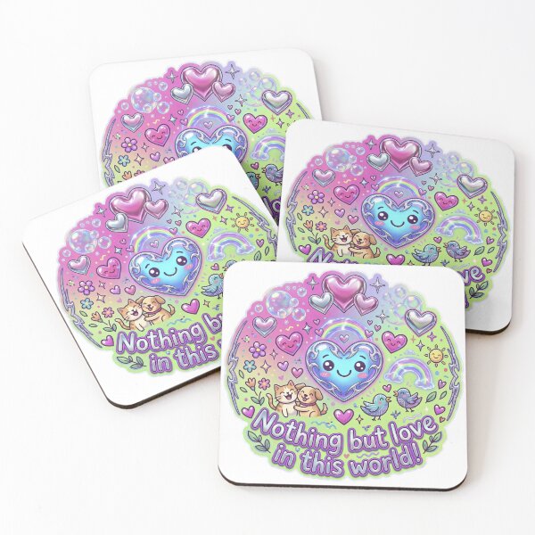 Item preview, Nothing But Love in This World Cute Kawaii Hearts Rainbow Living Things Couple designed and sold by LOVEARTDESIGN.