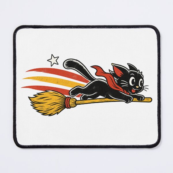 Item preview, Halloween Black Cat Speeding on a Broom designed and sold by StudioSand.