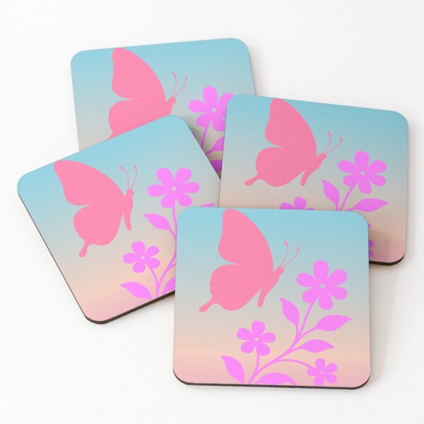 Item preview, Pink Butterfly with Violet Flowers - Spring Design Aesthetic Coquette designed and sold by AstronautMerch.