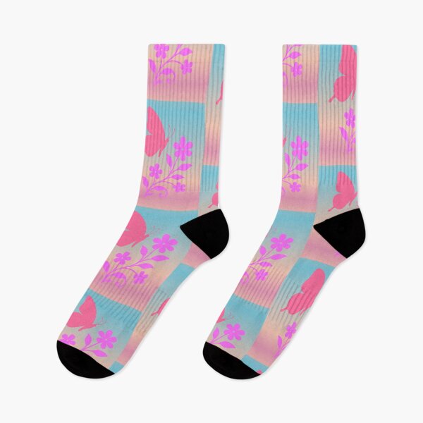 Item preview, Pink Butterfly with Violet Flowers - Spring Design Aesthetic Coquette designed and sold by AstronautMerch.
