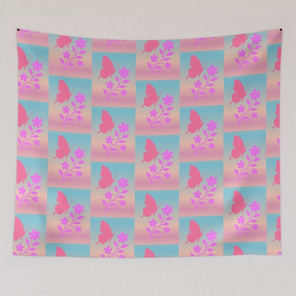 Item preview, Pink Butterfly with Violet Flowers - Spring Design Aesthetic Coquette designed and sold by AstronautMerch.