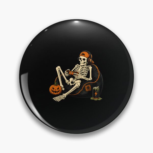 Item preview, Skeleton Gamer Beanbag Pumpkin Energy Drink Art designed and sold by OlyvieArt.