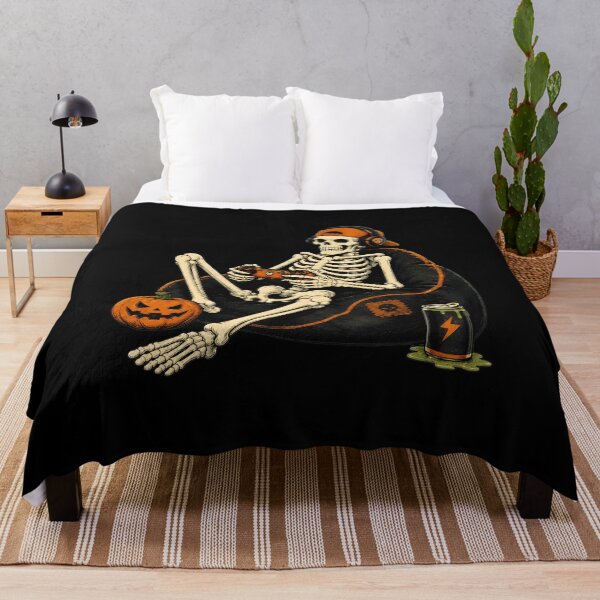 Item preview, Skeleton Gamer Beanbag Pumpkin Energy Drink Art designed and sold by OlyvieArt.