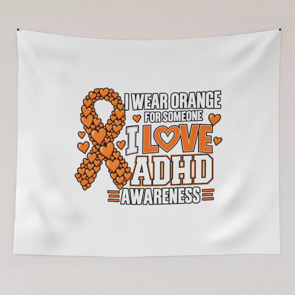 Item preview, I Wear Orange ADHD Awareness Heart Ribbon Design designed and sold by DariaOltes.