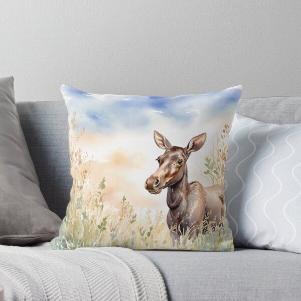 Item preview, Cute Watercolor Moose Calf in Meadow Grass designed and sold by Hackl20.