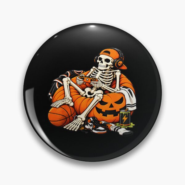Item preview, Skeleton Gamer Halloween Pumpkin Chill Vibes designed and sold by OlyvieArt.