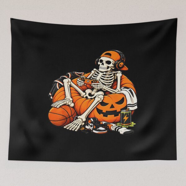 Item preview, Skeleton Gamer Halloween Pumpkin Chill Vibes designed and sold by OlyvieArt.