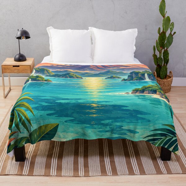 Item preview, Bright Tropical Volcano Lagoon – Geometric Island Landscape designed and sold by Jaani-T.